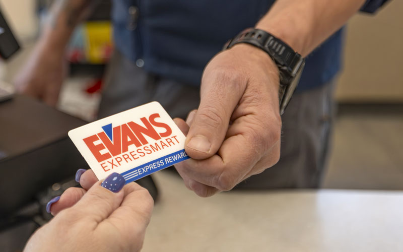 evans rewards card